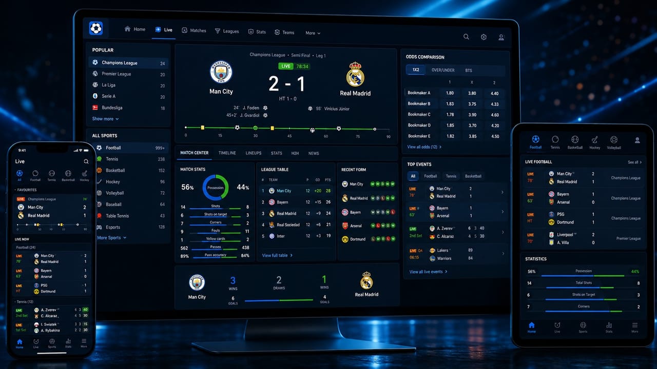 Portail de Résultats en Direct (Clone MyScore)